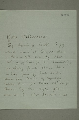 Edvard Munch's letter to Willumsen